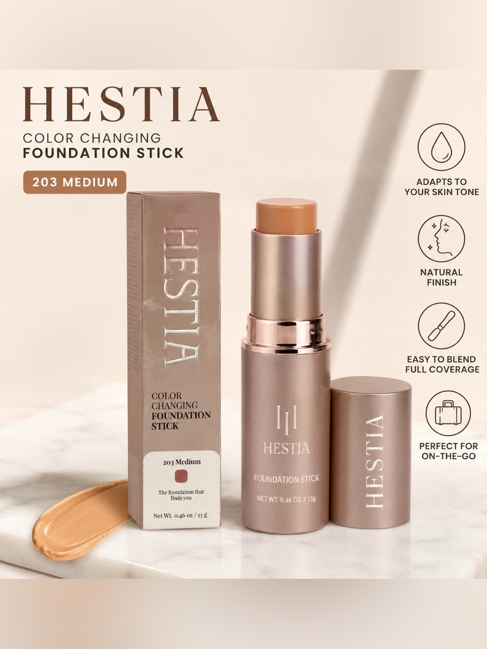 Medium Color-Changing Foundation Stick — Cream Finish